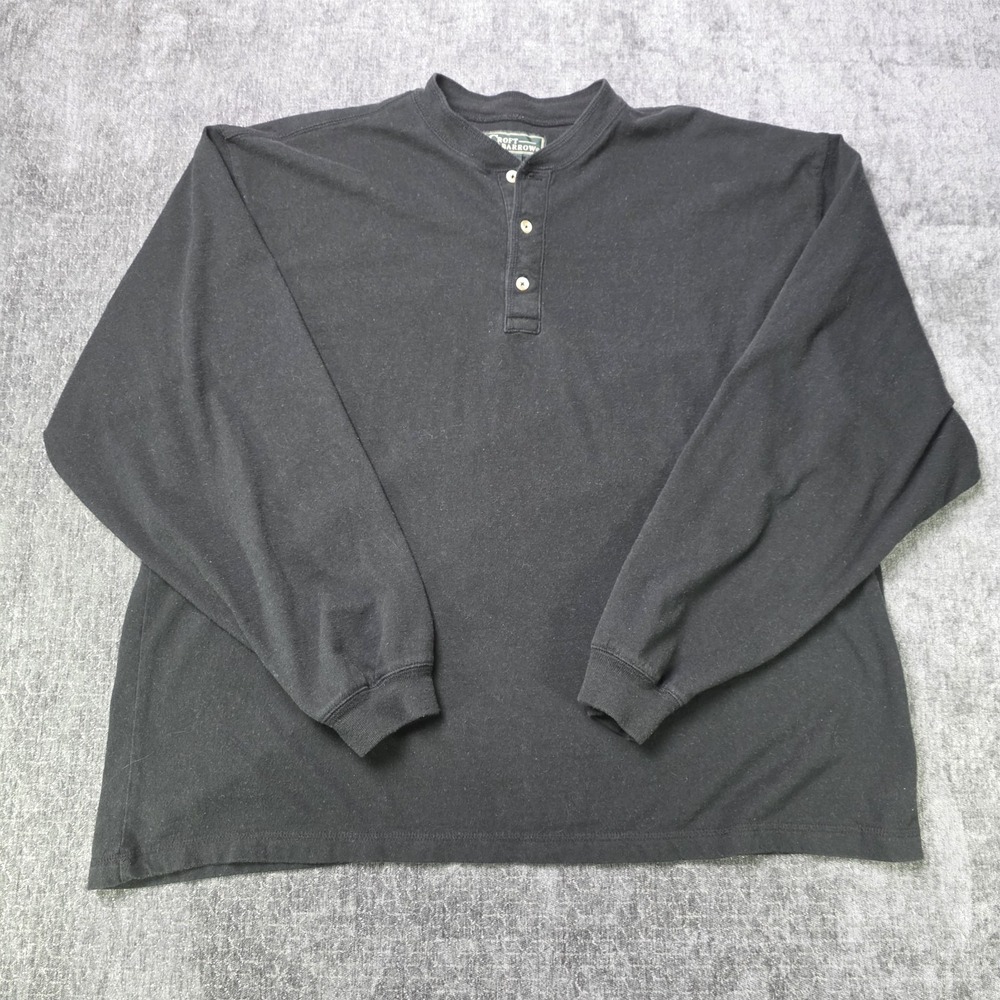 Vtg Croft & Barrow Henley T Shirt Mens XL Black Long Sleeve Cotton Preppy Dad